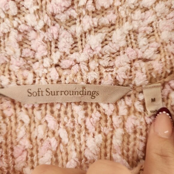 Soft Surroundings Dreamy Quarter Zip Pullover Sweater Pink Comfy Women's M - Picture 7 of 8